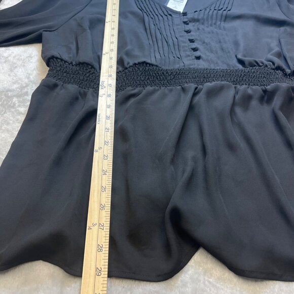 Torrid Button-Front Pleated Blouse Size 3X Sheer Smocked Waist Witchy Goth - Picture 8 of 10